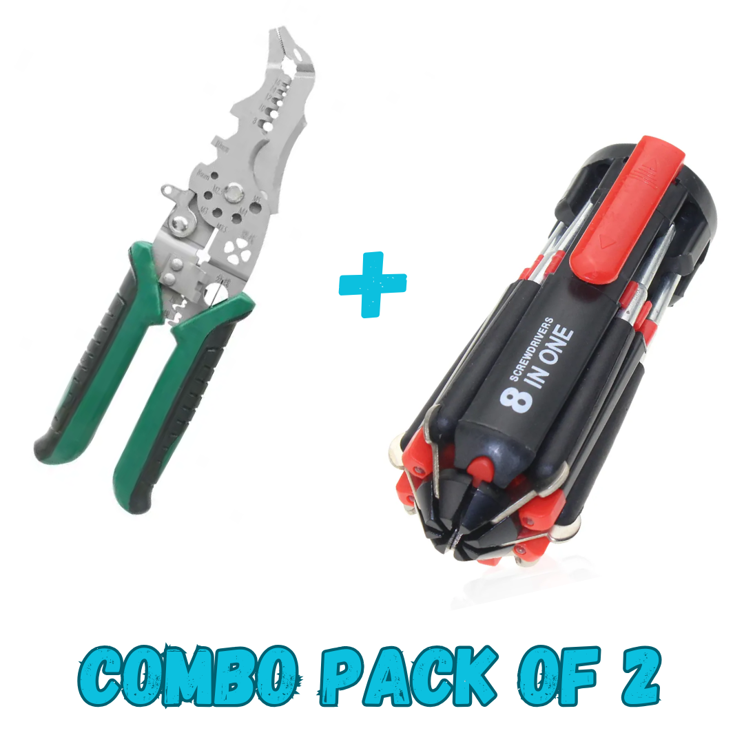 10 in 1 Multi-Function Wire Stripper With Cutters + 8 in 1 screw Driver combo